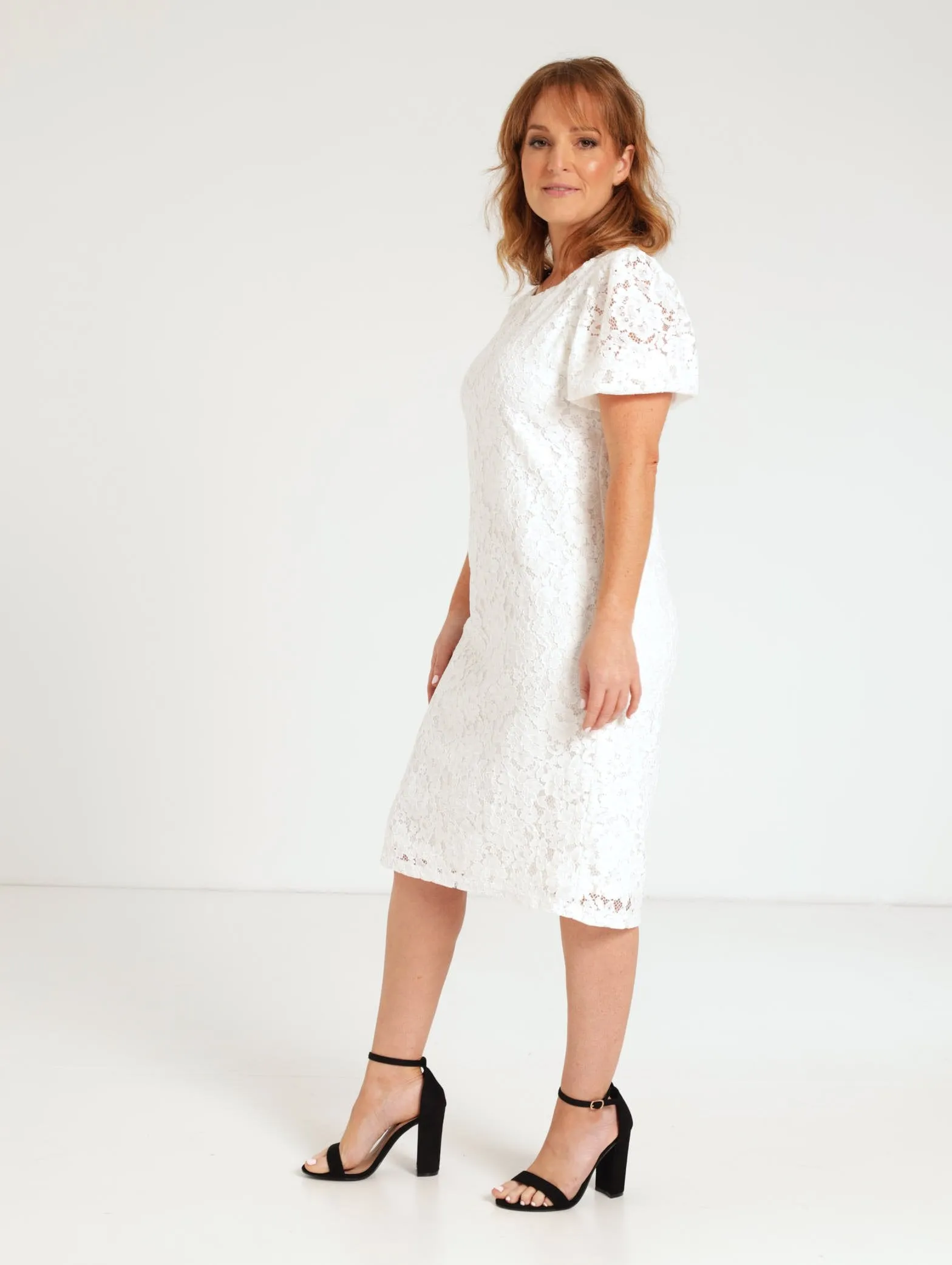 Lace Shift Dress - White