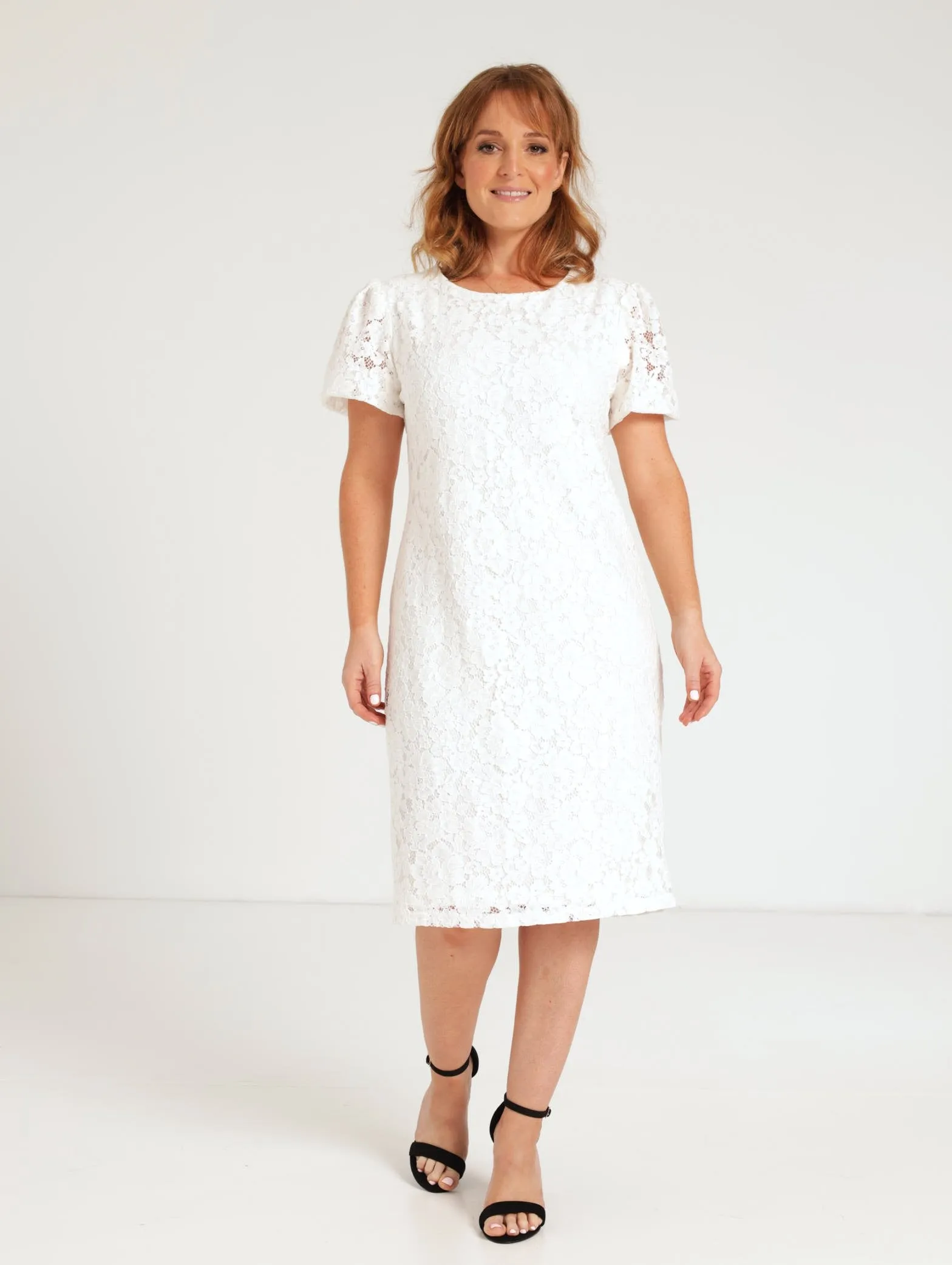 Lace Shift Dress - White