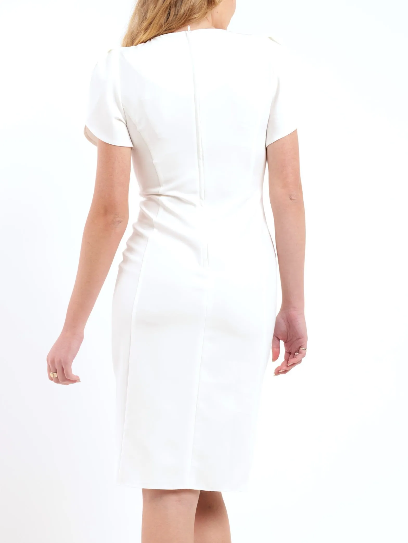 Ladies Petal Sleeve Shift Dress - Milk