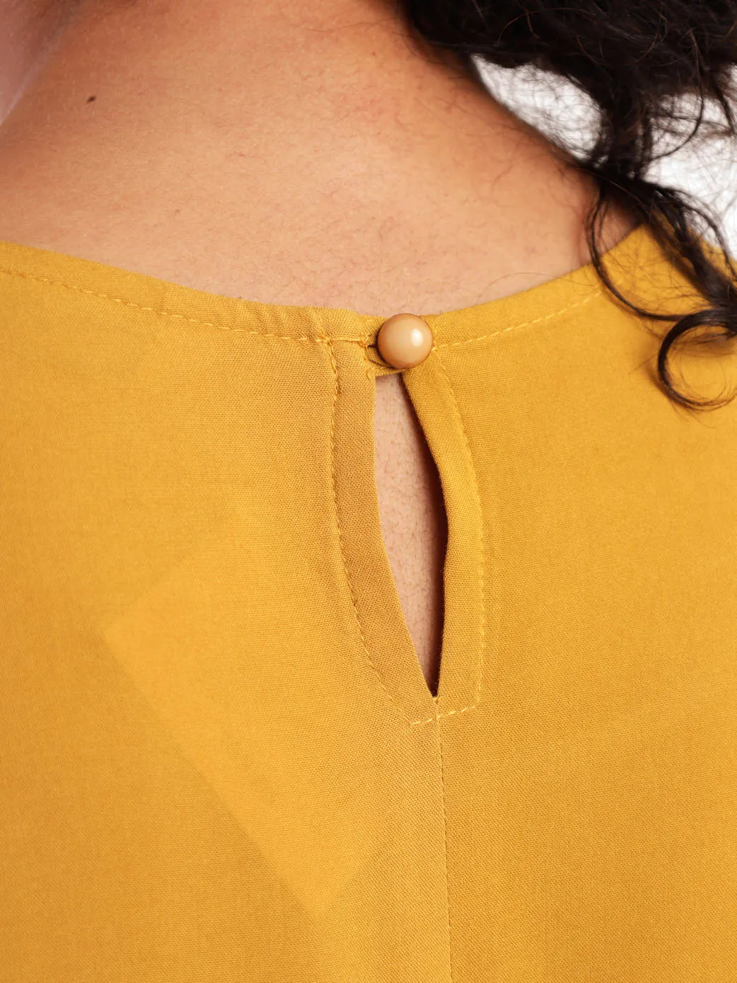 Ladies Sleeveless Tier Hem Shift Dress - Ochre