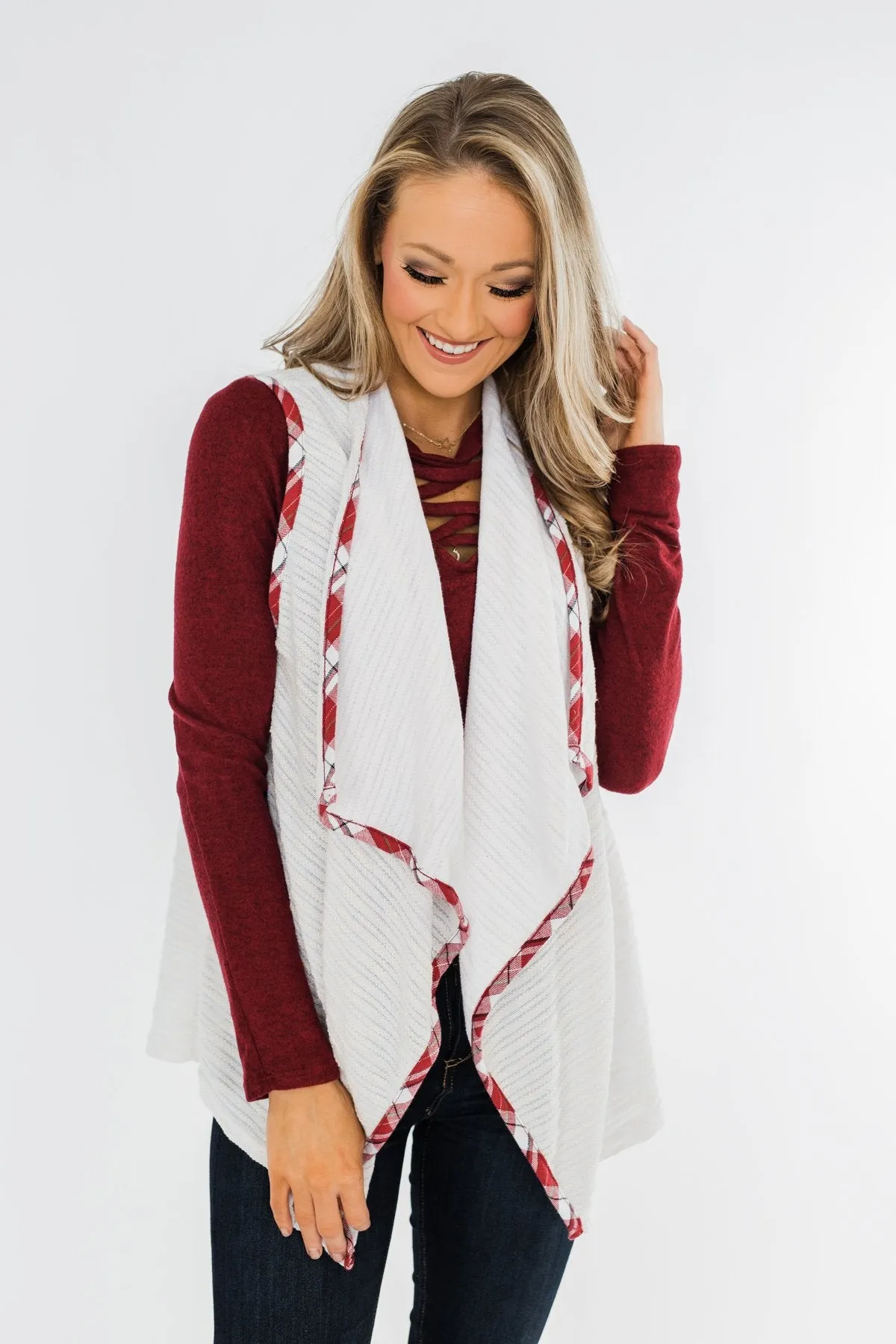 Let's Be Jolly Drape Vest- Ivory