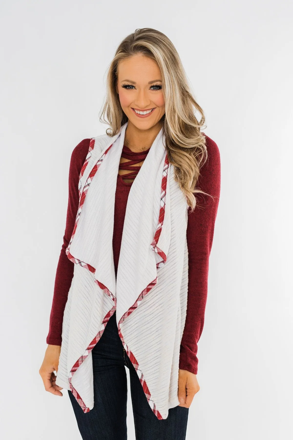 Let's Be Jolly Drape Vest- Ivory