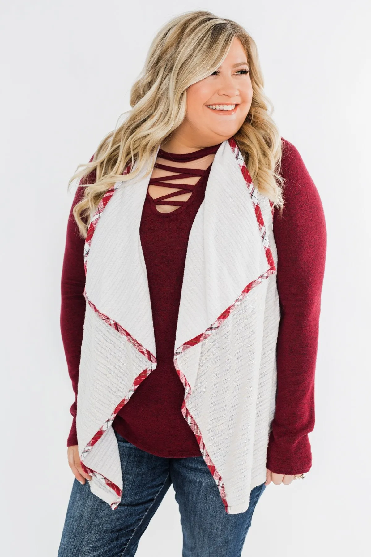 Let's Be Jolly Drape Vest- Ivory