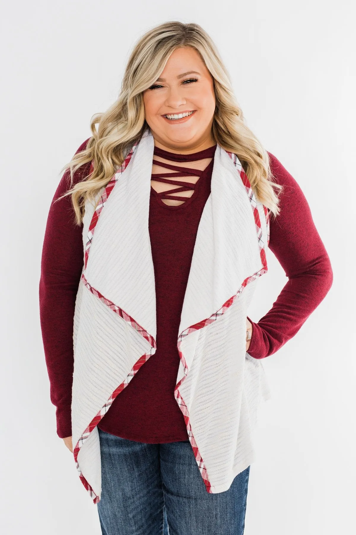 Let's Be Jolly Drape Vest- Ivory