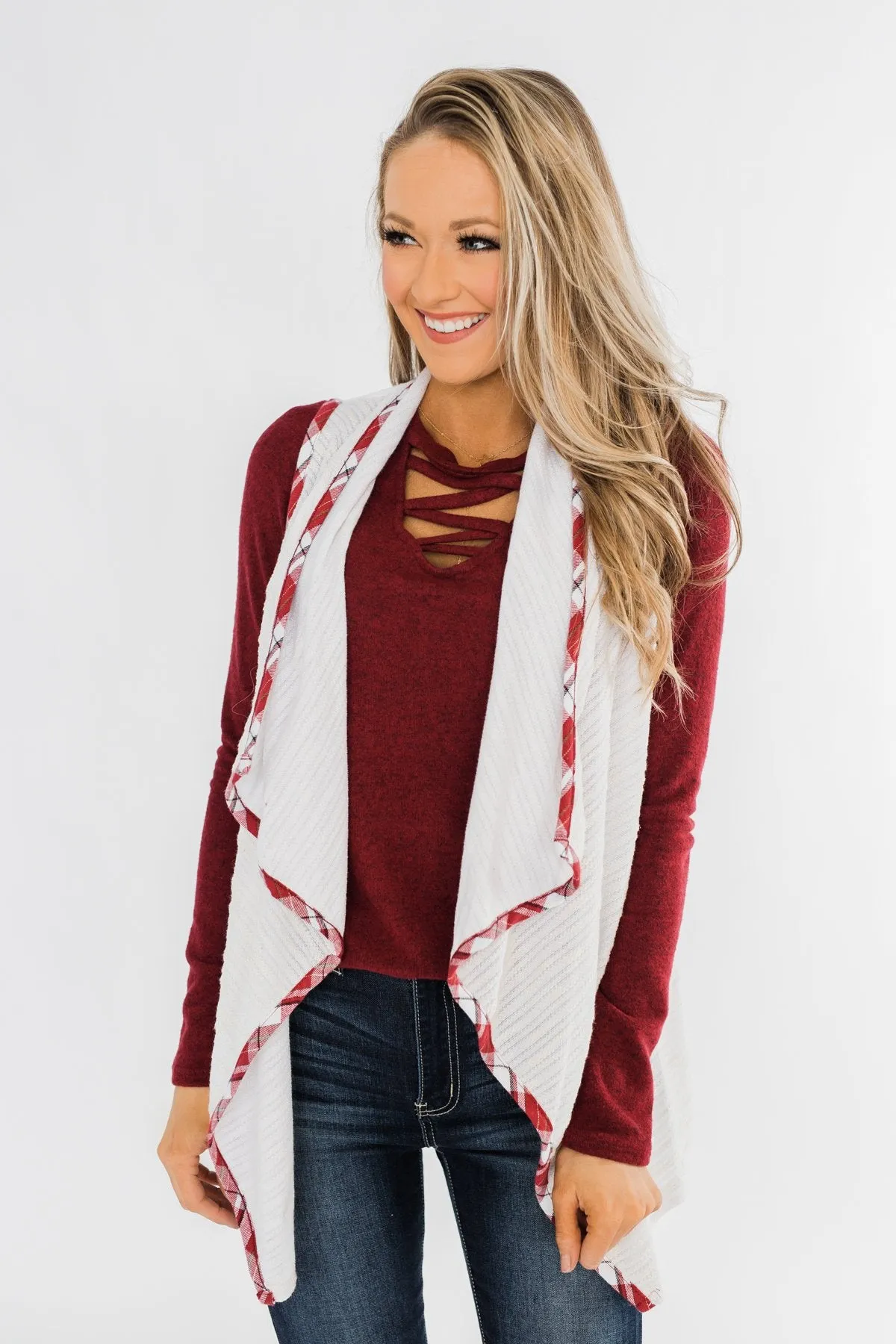 Let's Be Jolly Drape Vest- Ivory