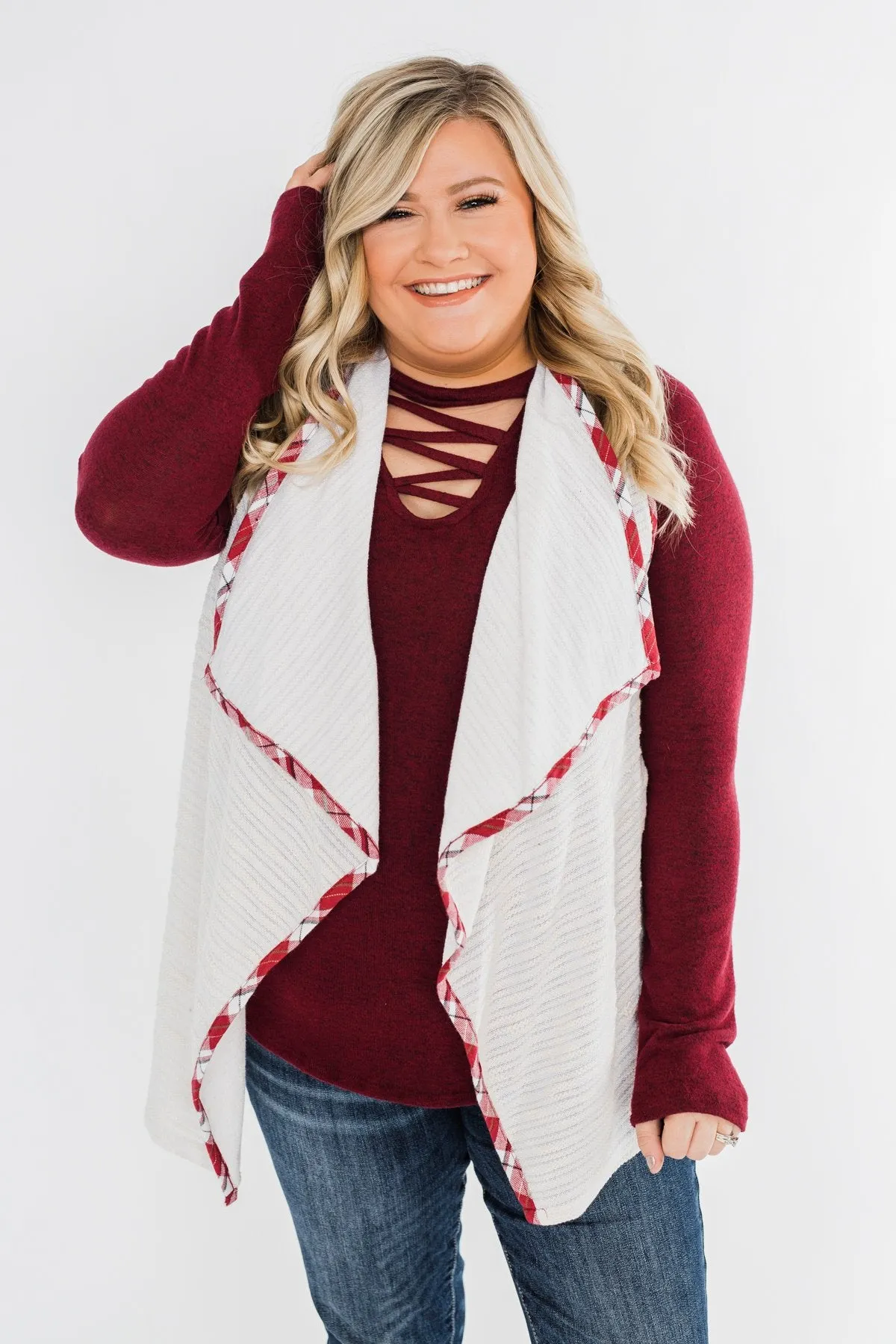 Let's Be Jolly Drape Vest- Ivory