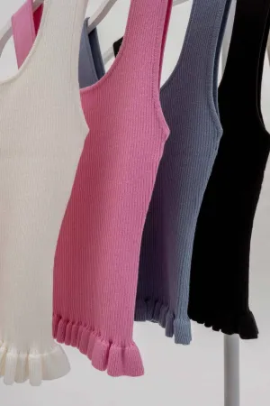 LETTUCE HEM SLEEVELESS SWEATER KNIT TOP