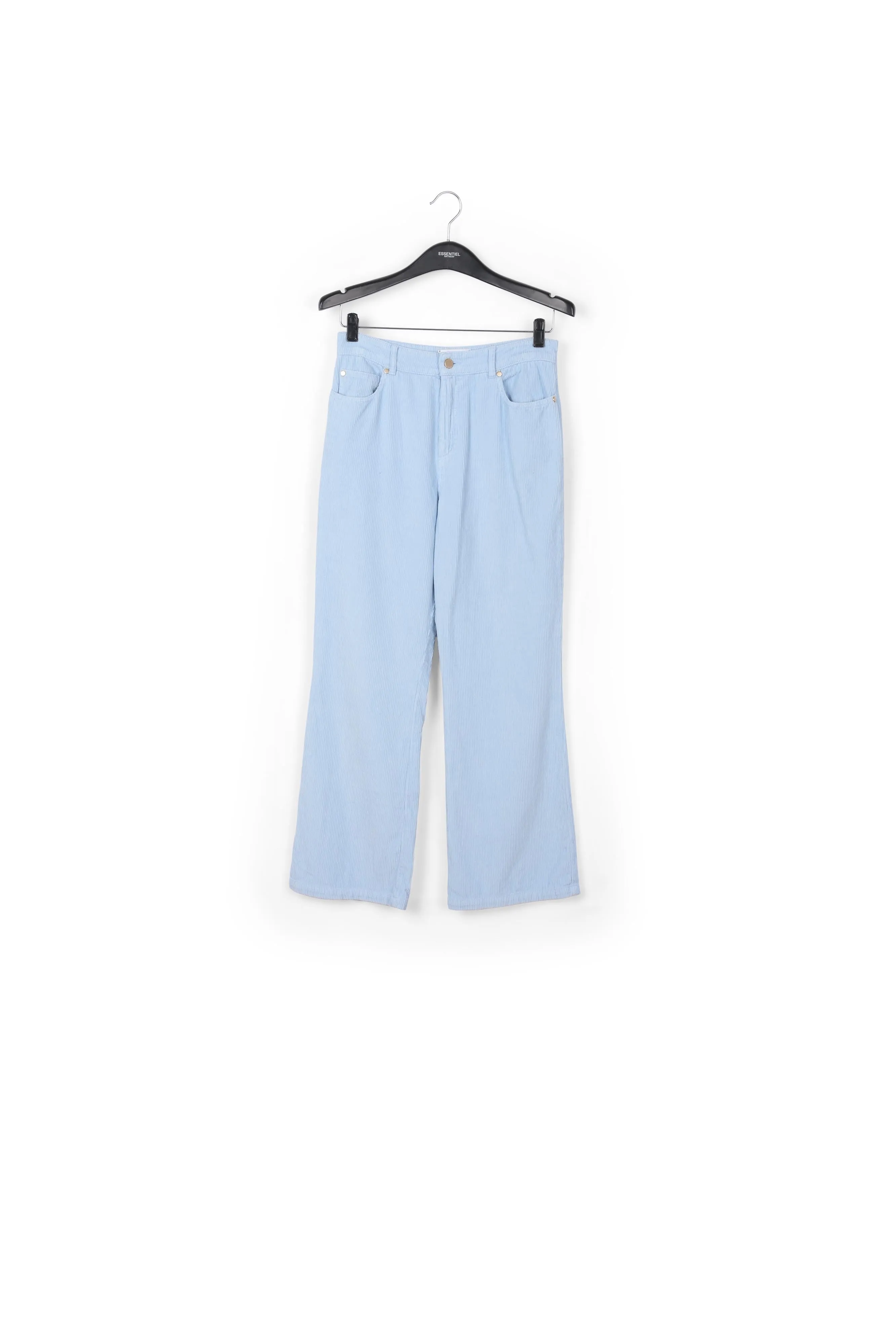 Light blue cotton-corduroy flared-fit pants