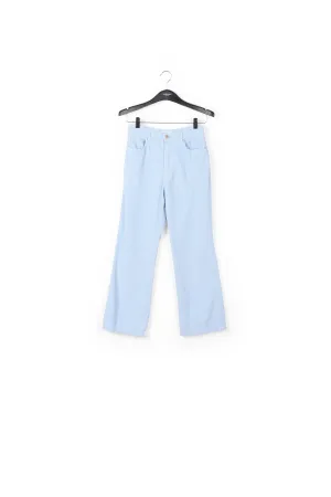 Light blue cotton-corduroy flared-fit pants