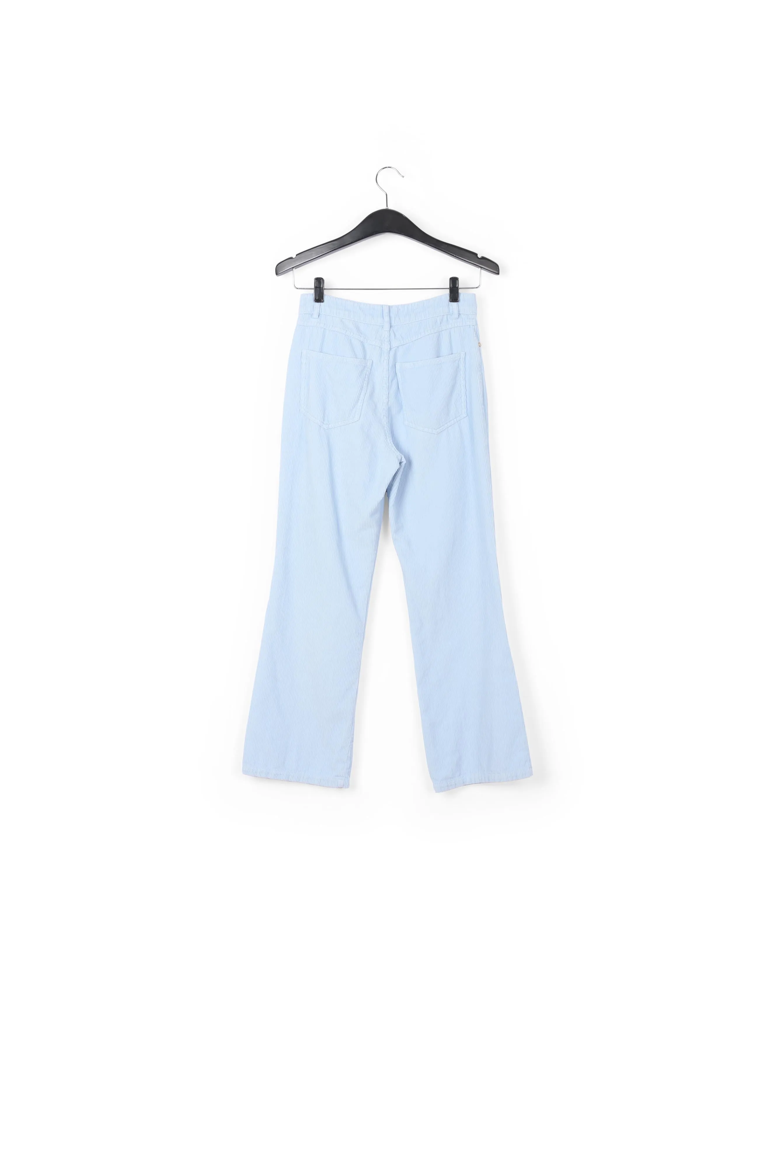 Light blue cotton-corduroy flared-fit pants