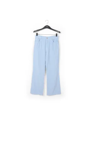 Light blue cotton-corduroy flared-fit pants