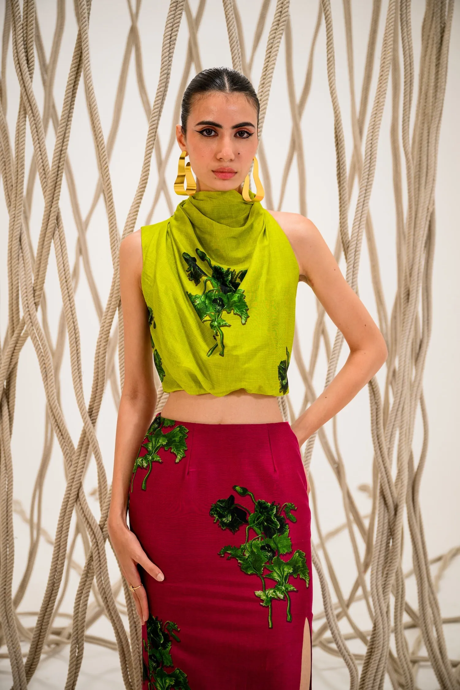 LIME LUSH COWL BUSTIER