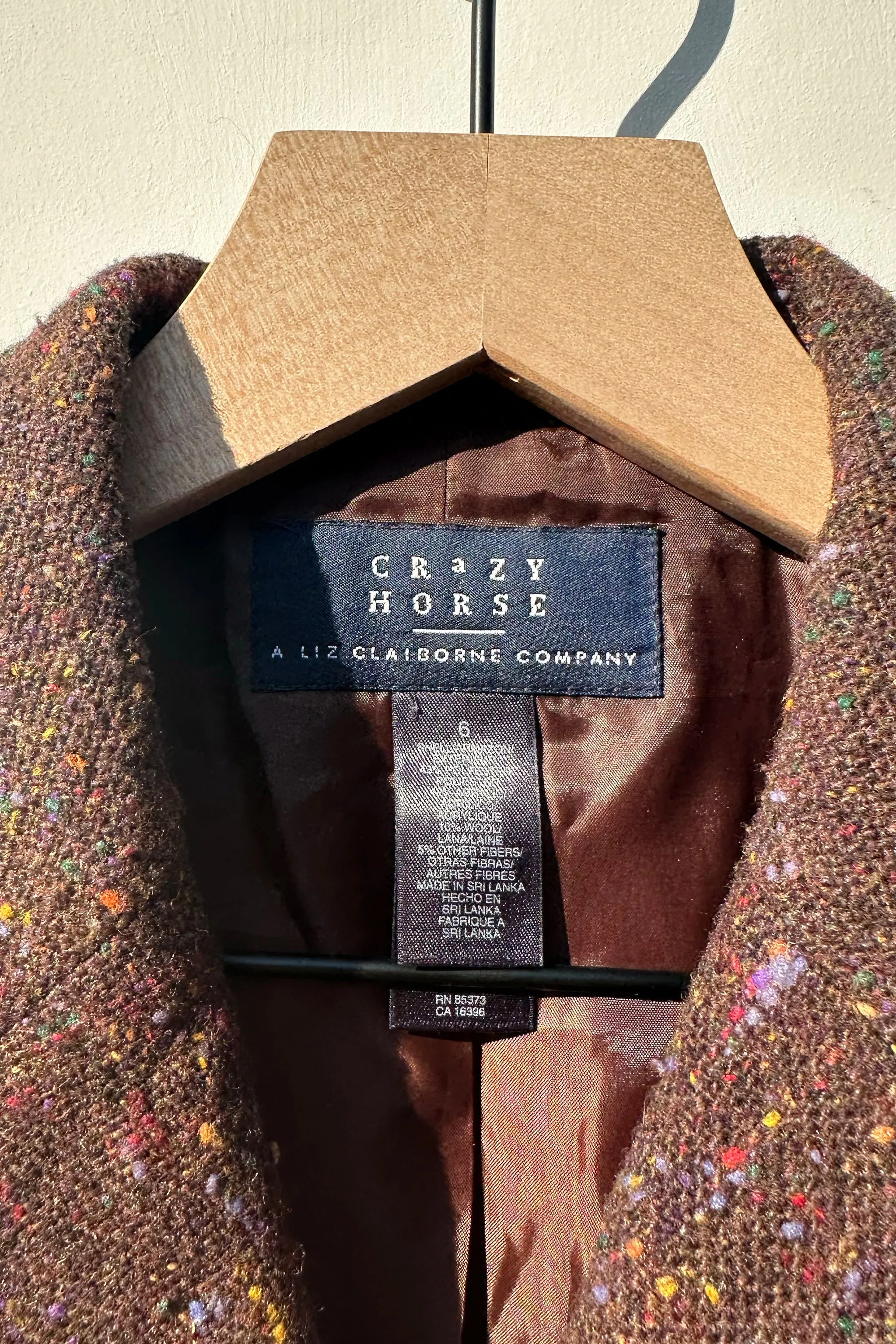 Liz Claiborne Brown Speckled Tweed Jacket US 6, 90's