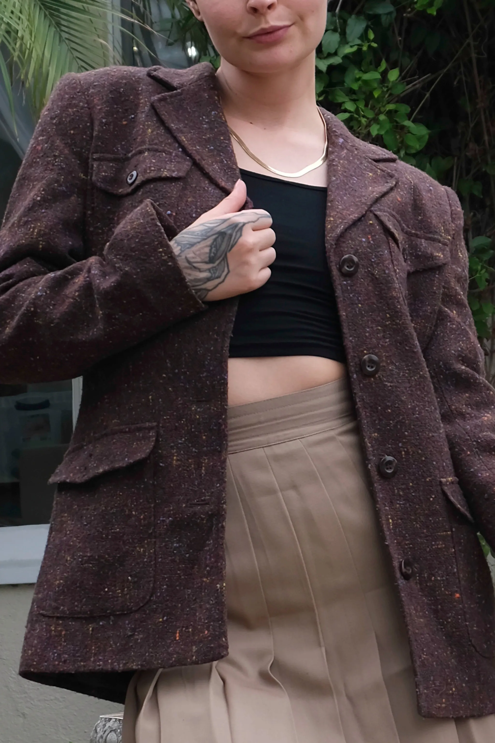 Liz Claiborne Brown Speckled Tweed Jacket US 6, 90's