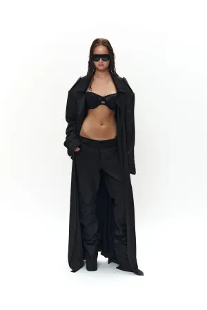 LONG TRENCH COAT - BLACK