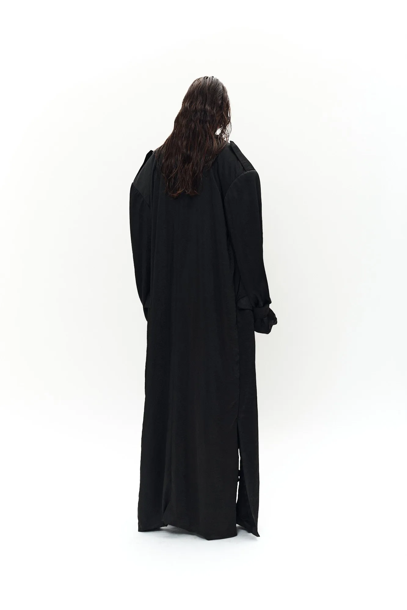 LONG TRENCH COAT - BLACK