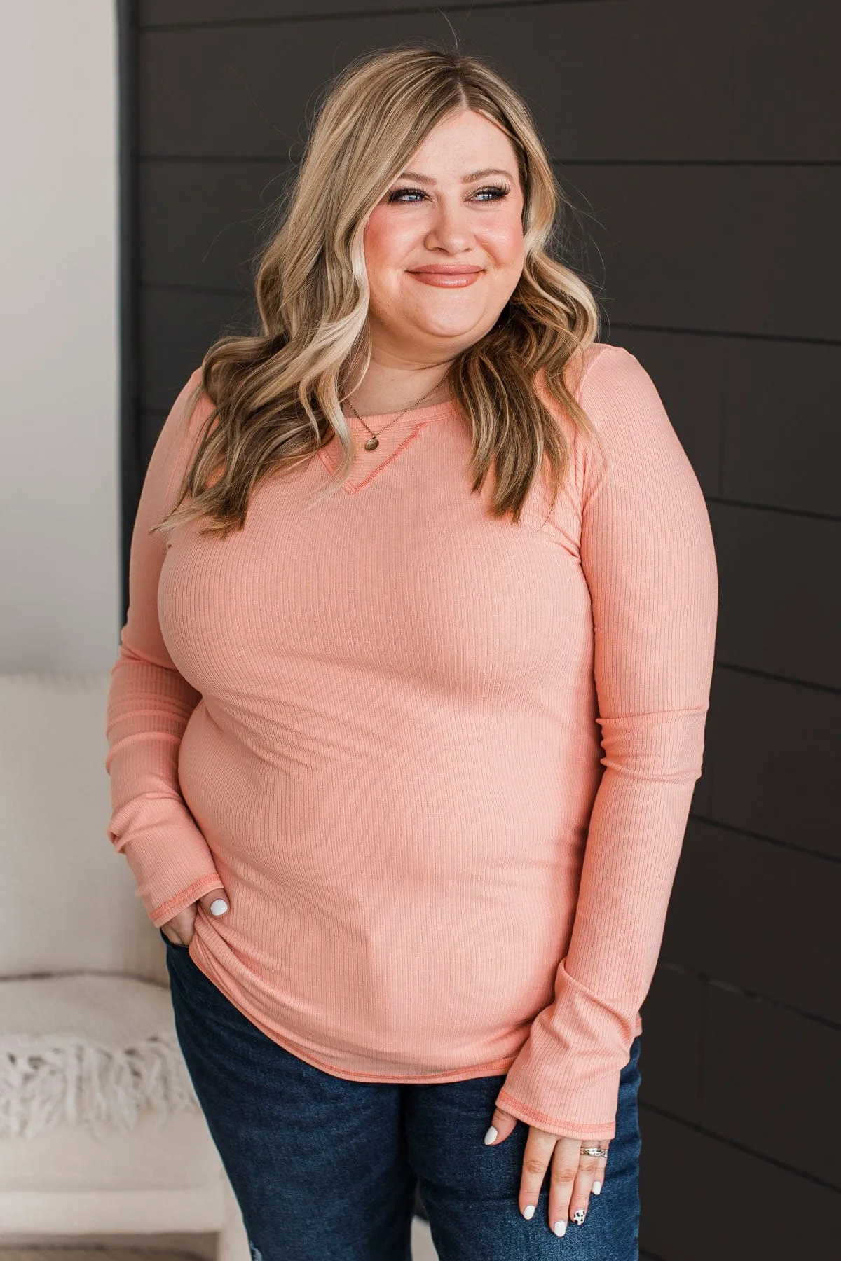 Love You Forever Knit Top- Peach
