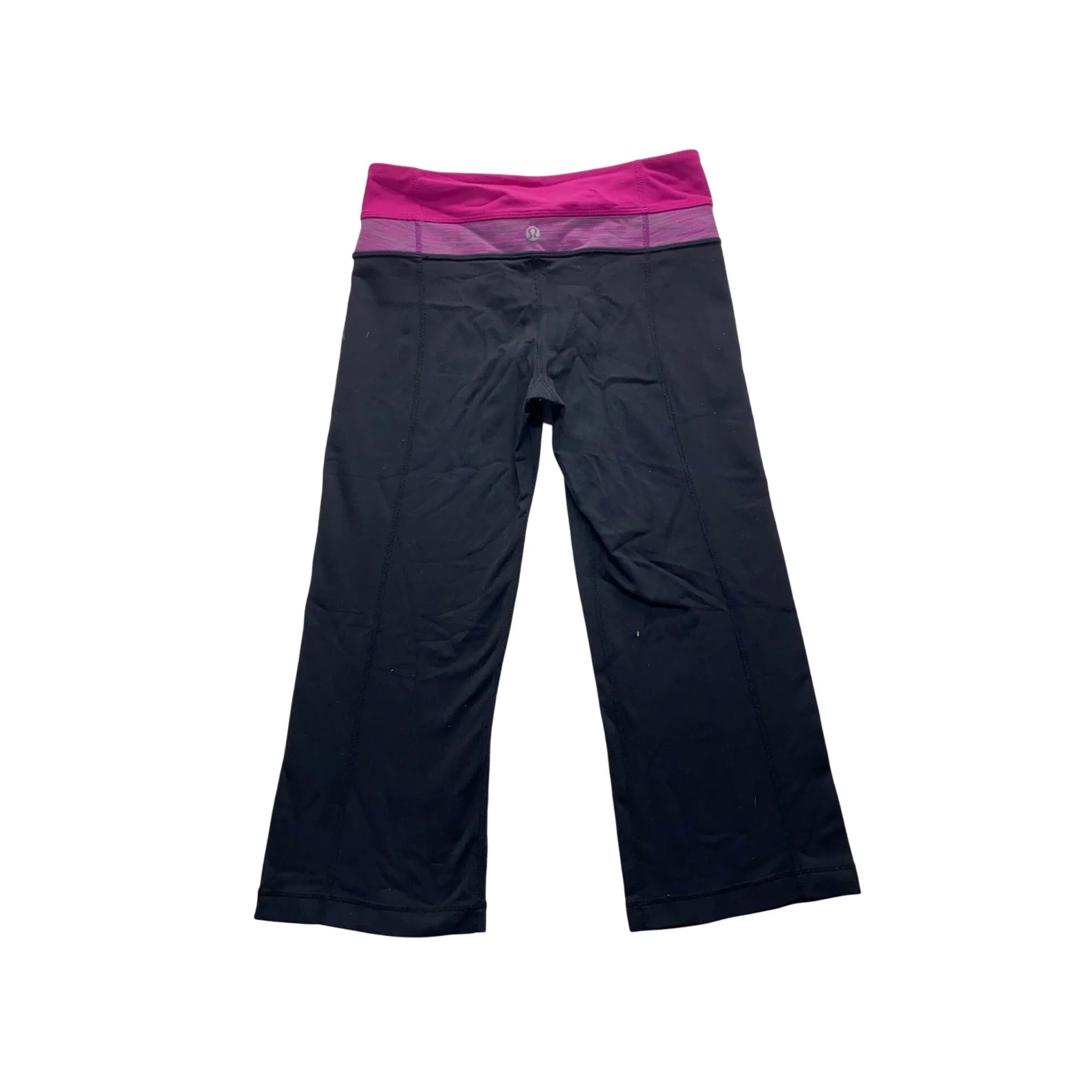 Lululemon Cropped Yoga Pants With Pink Waistband Size 4 #7338
