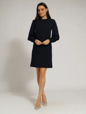 Lurex Combo Shift Dress - Navy