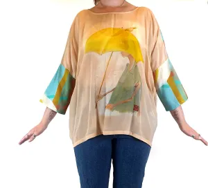 M. A. Dainty cotton/silk beautiful print top size M