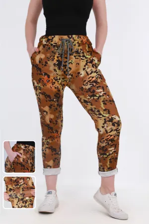 Made in Italy Magic Pants- Brown Camo