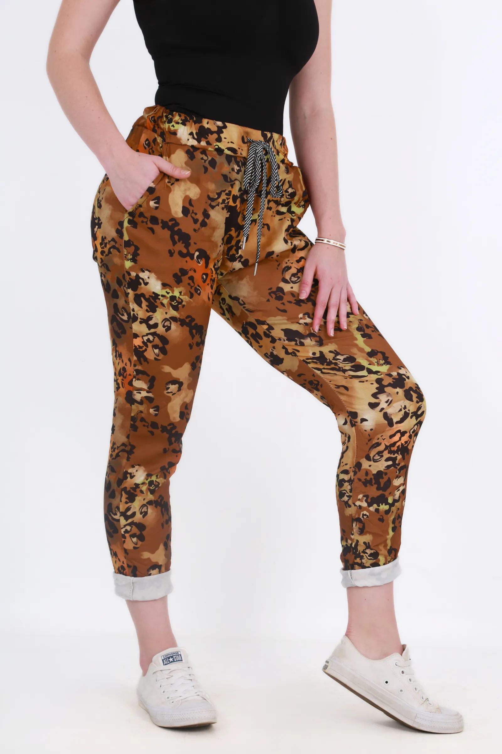 Made in Italy Magic Pants- Brown Camo
