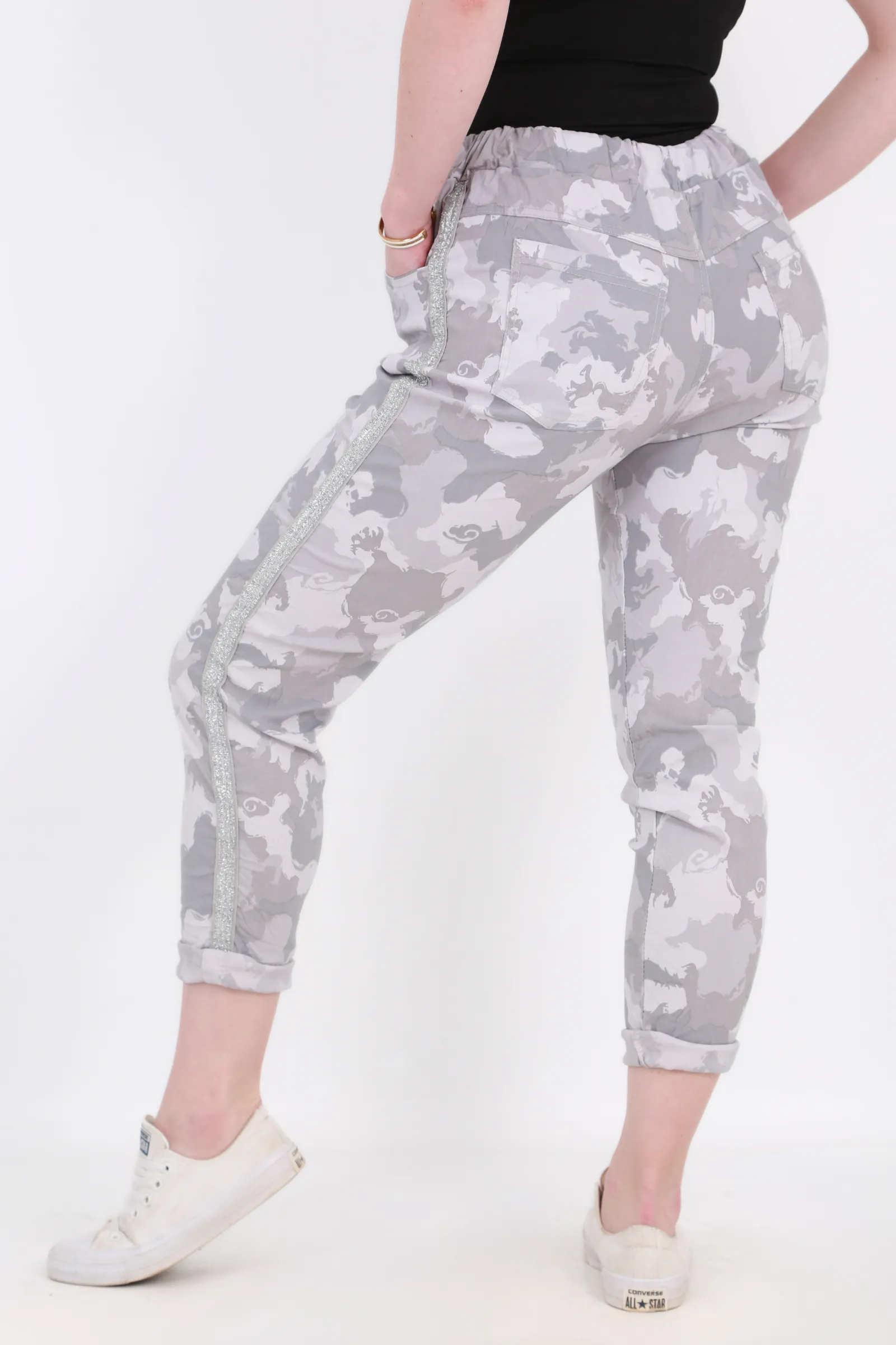 Made in Italy Magic Pants- Dark grey marble