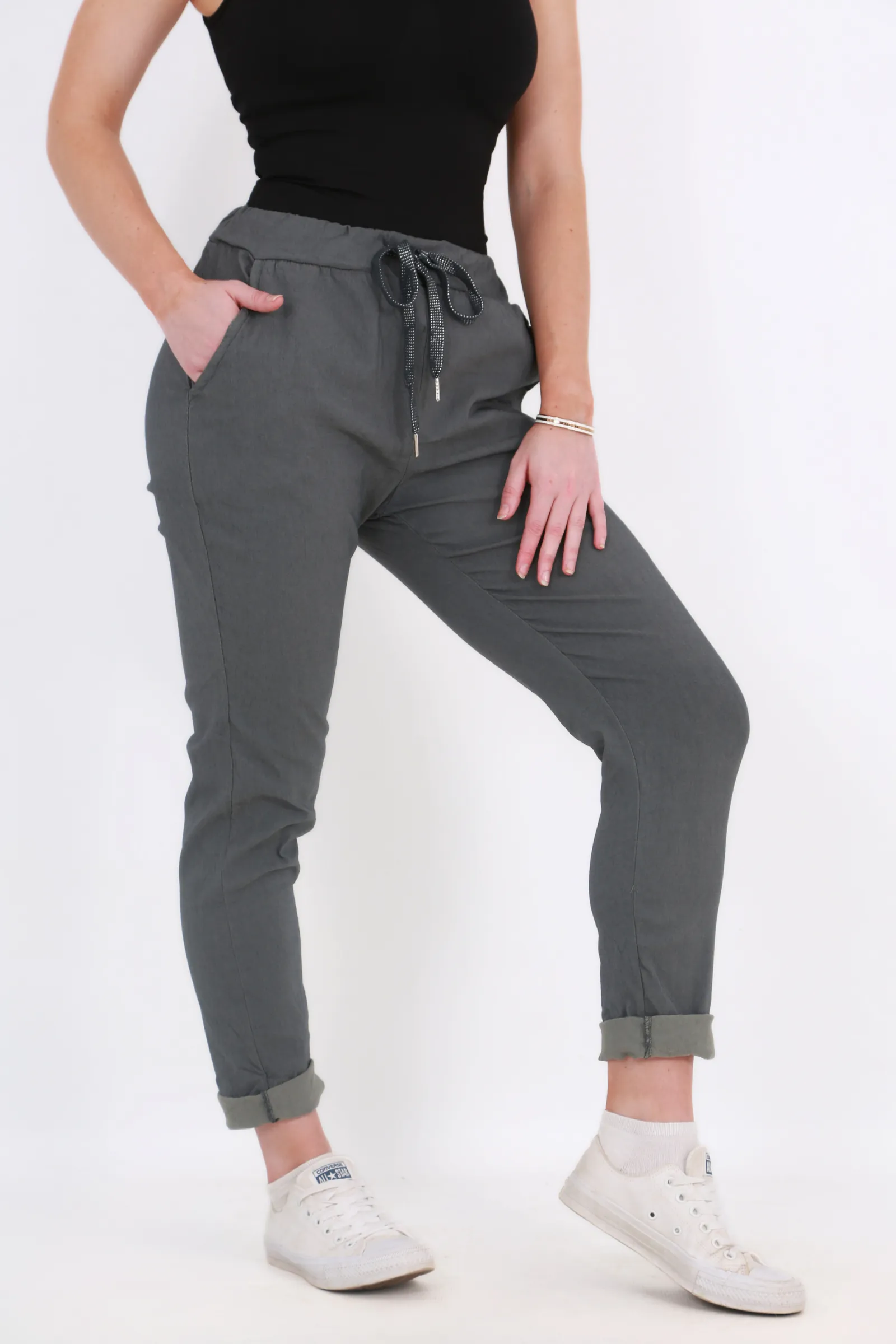 Made in Italy Magic Pants- Dark grey