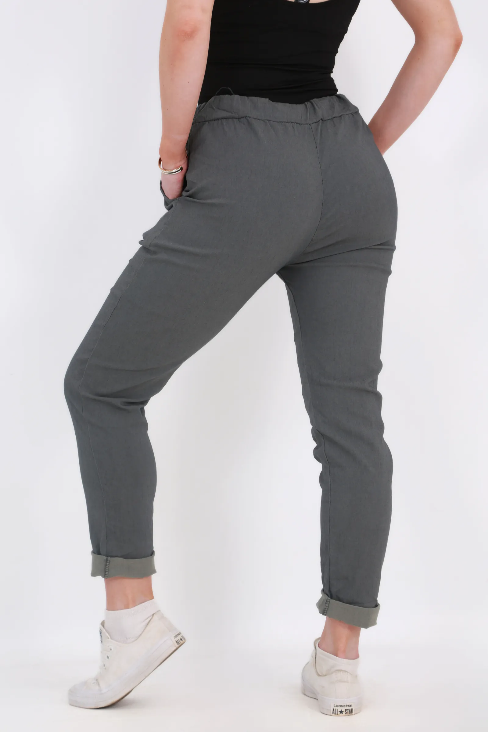 Made in Italy Magic Pants- Dark grey