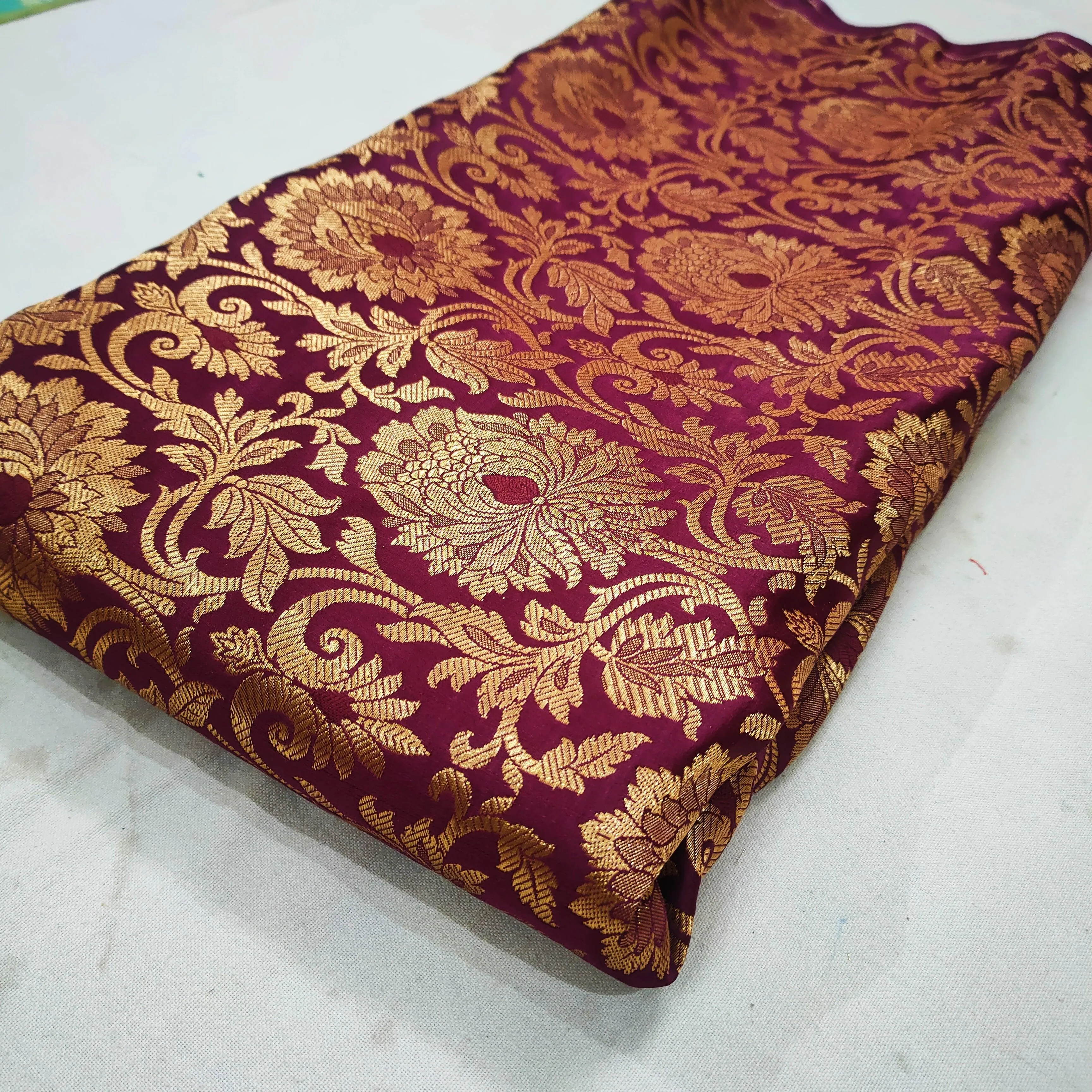 Manewar Jaal Pure Banarasi Brocade Silk Fabric