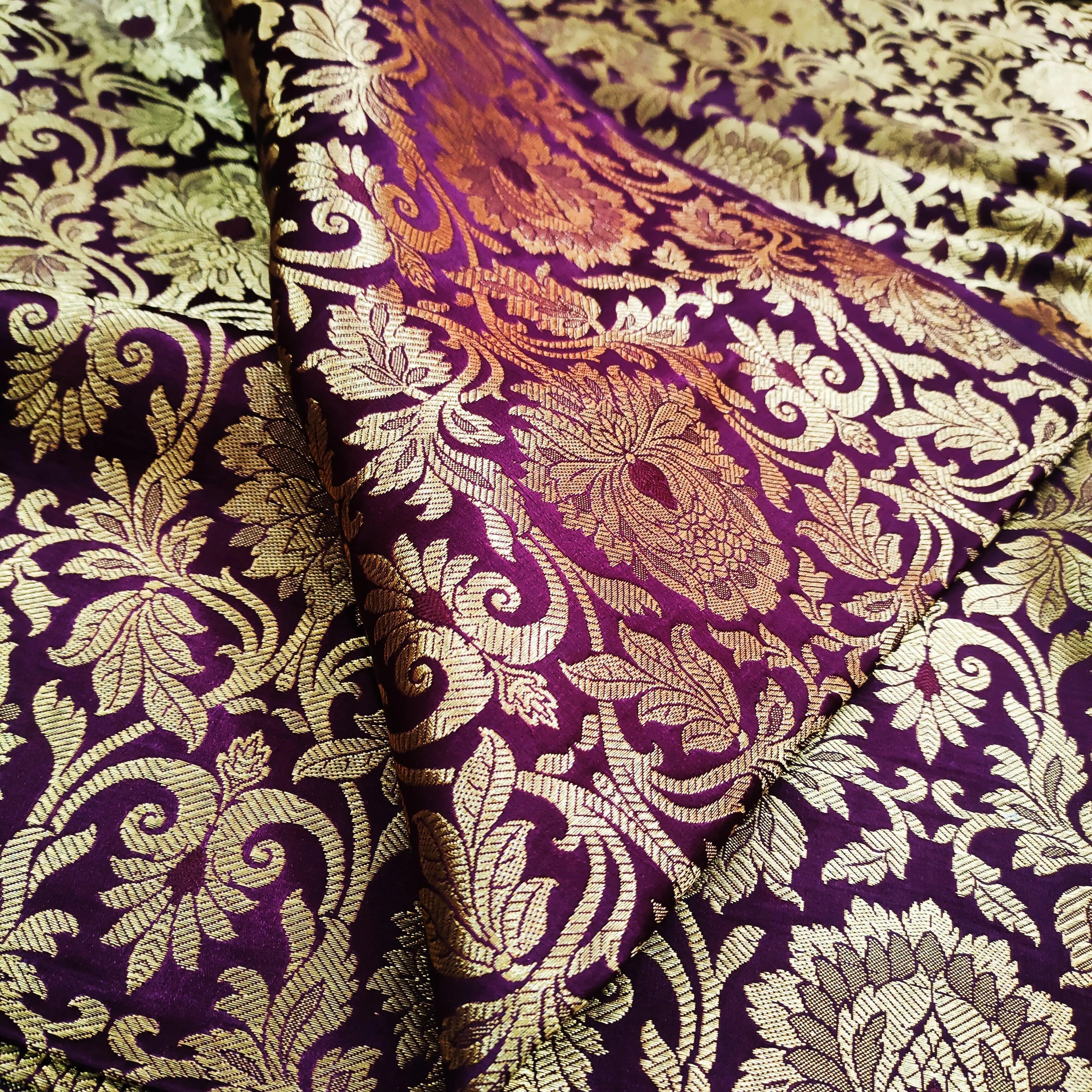 Manewar Jaal Pure Banarasi Brocade Silk Fabric