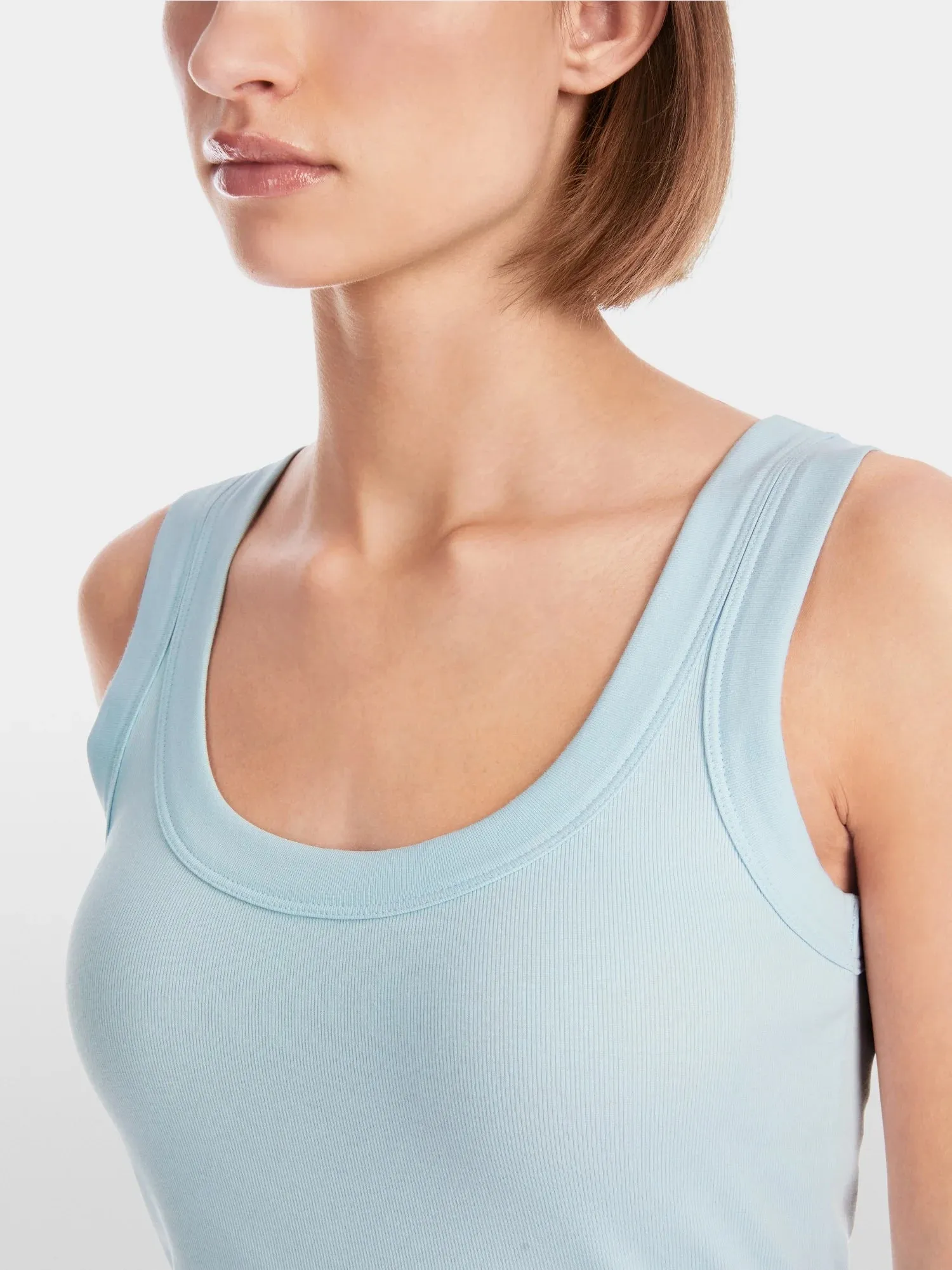 Marc Cain Soft Sky Blue Sleeveless top in cotton rib