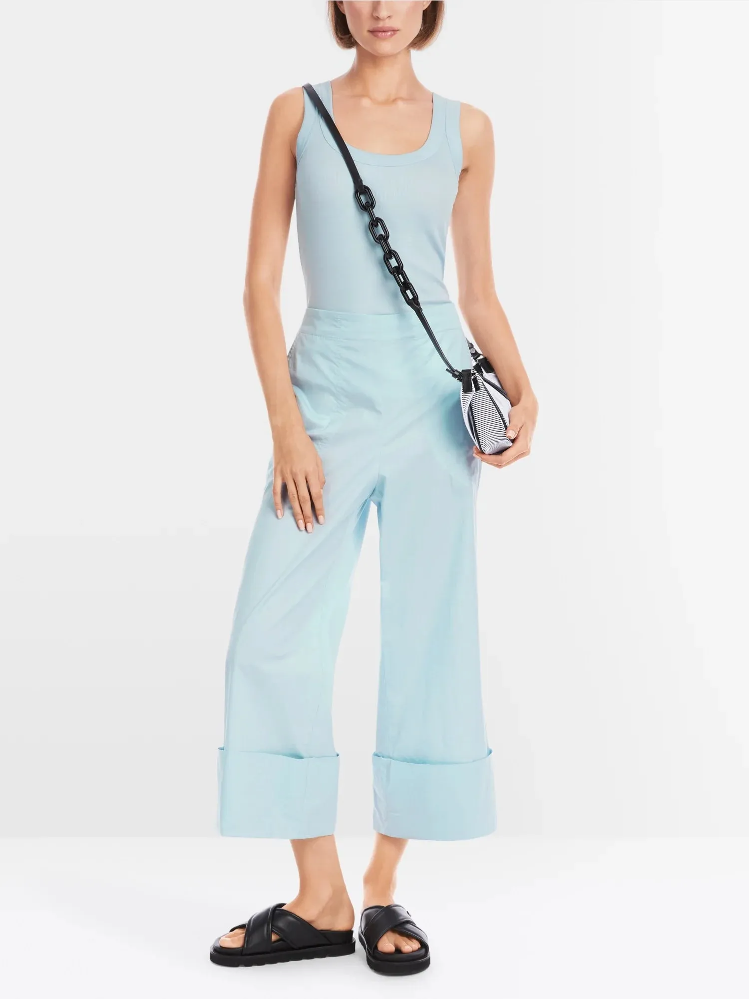 Marc Cain Soft Sky Blue Sleeveless top in cotton rib