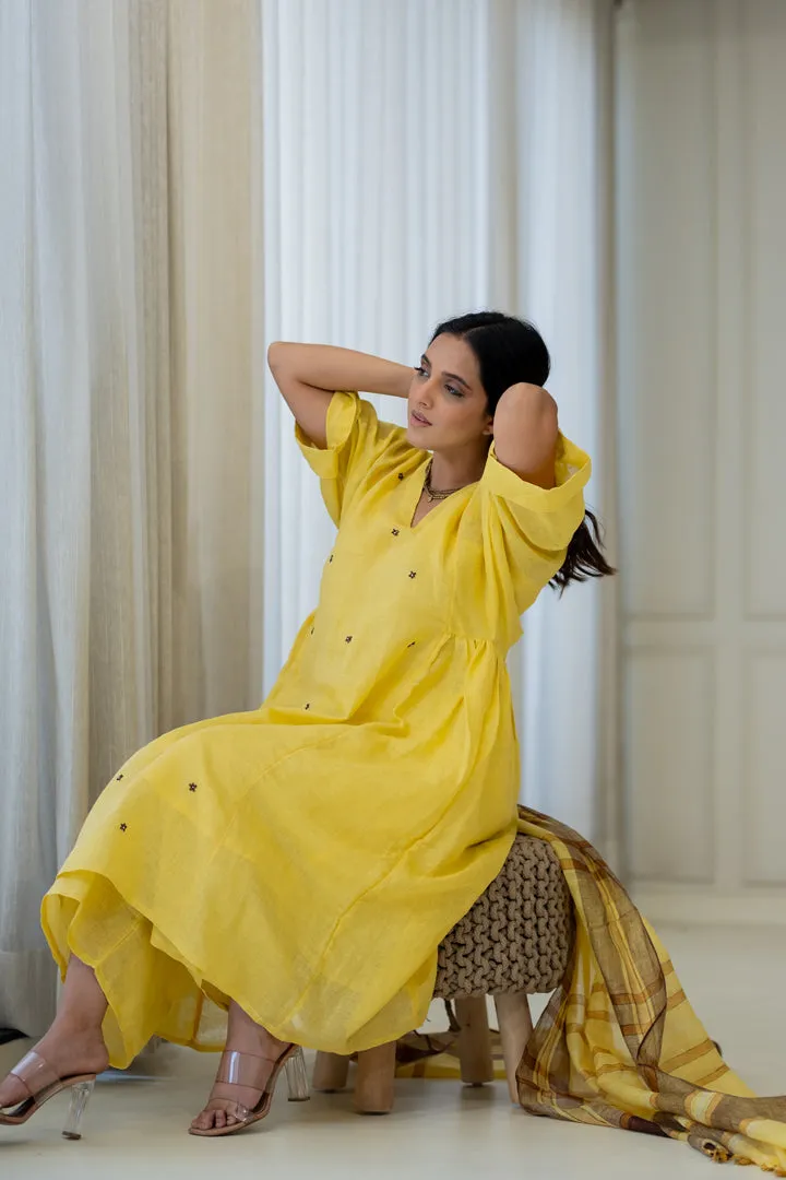 Marigold Linen Kurta Set