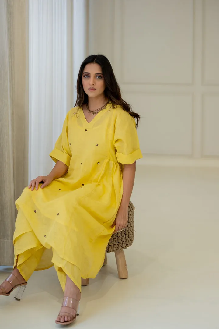 Marigold Linen Kurta Set
