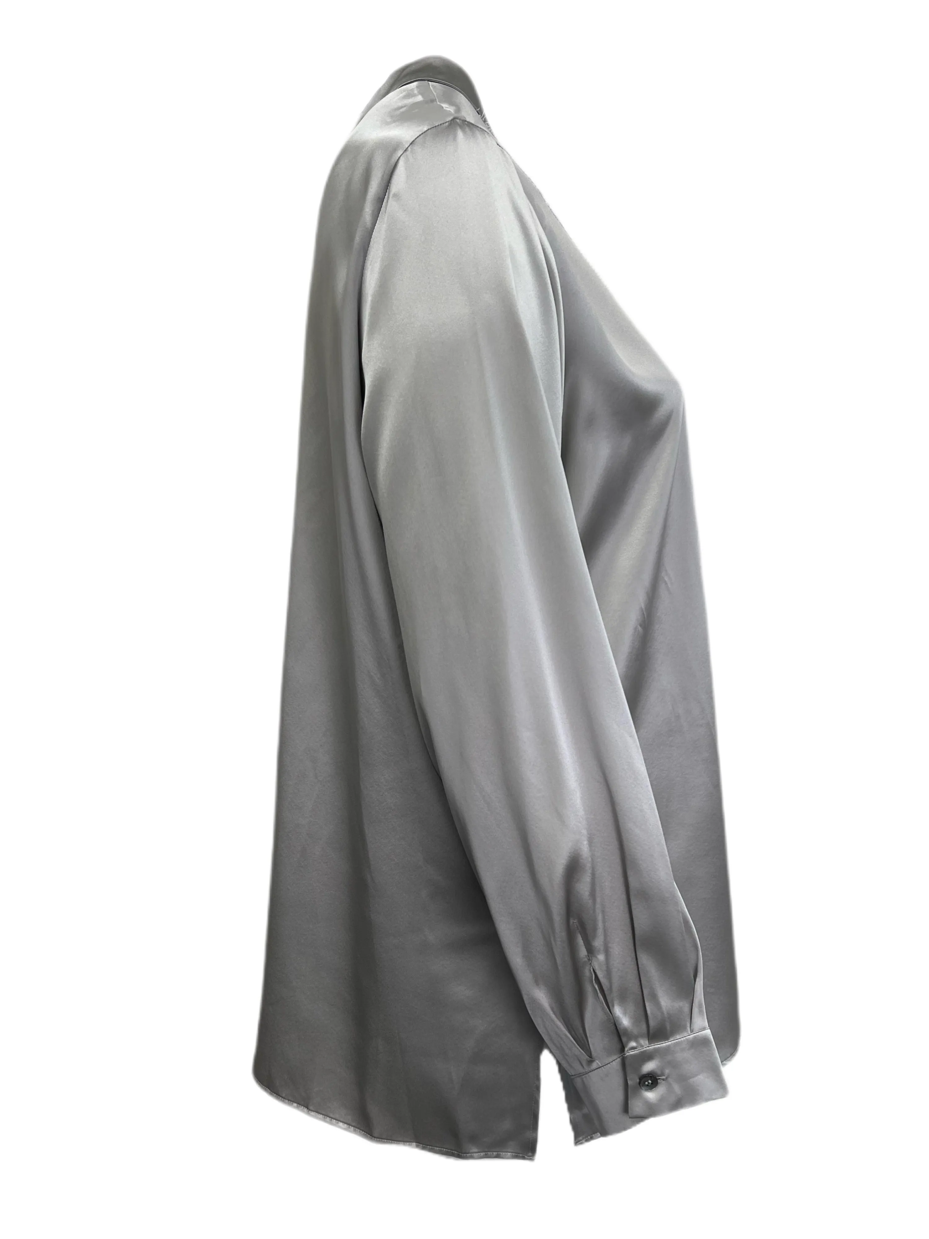 Marina Rinaldi Women's Grey Bengala Button Down Silk Shirt Size 22W/31 NWT