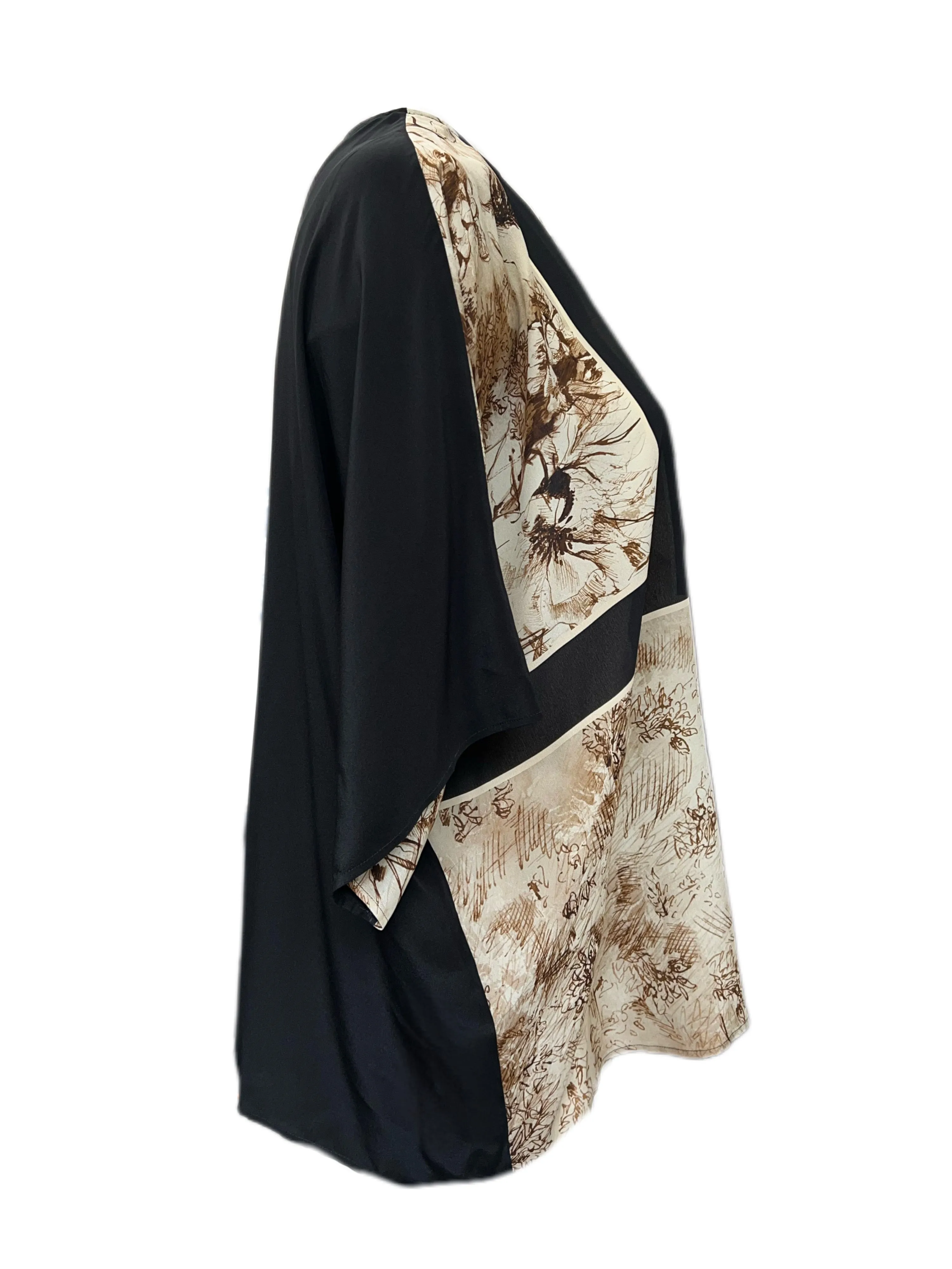 Marina Rinaldi Women's Nero Finire Printed Silk Blouse Size 20W/29 NWT