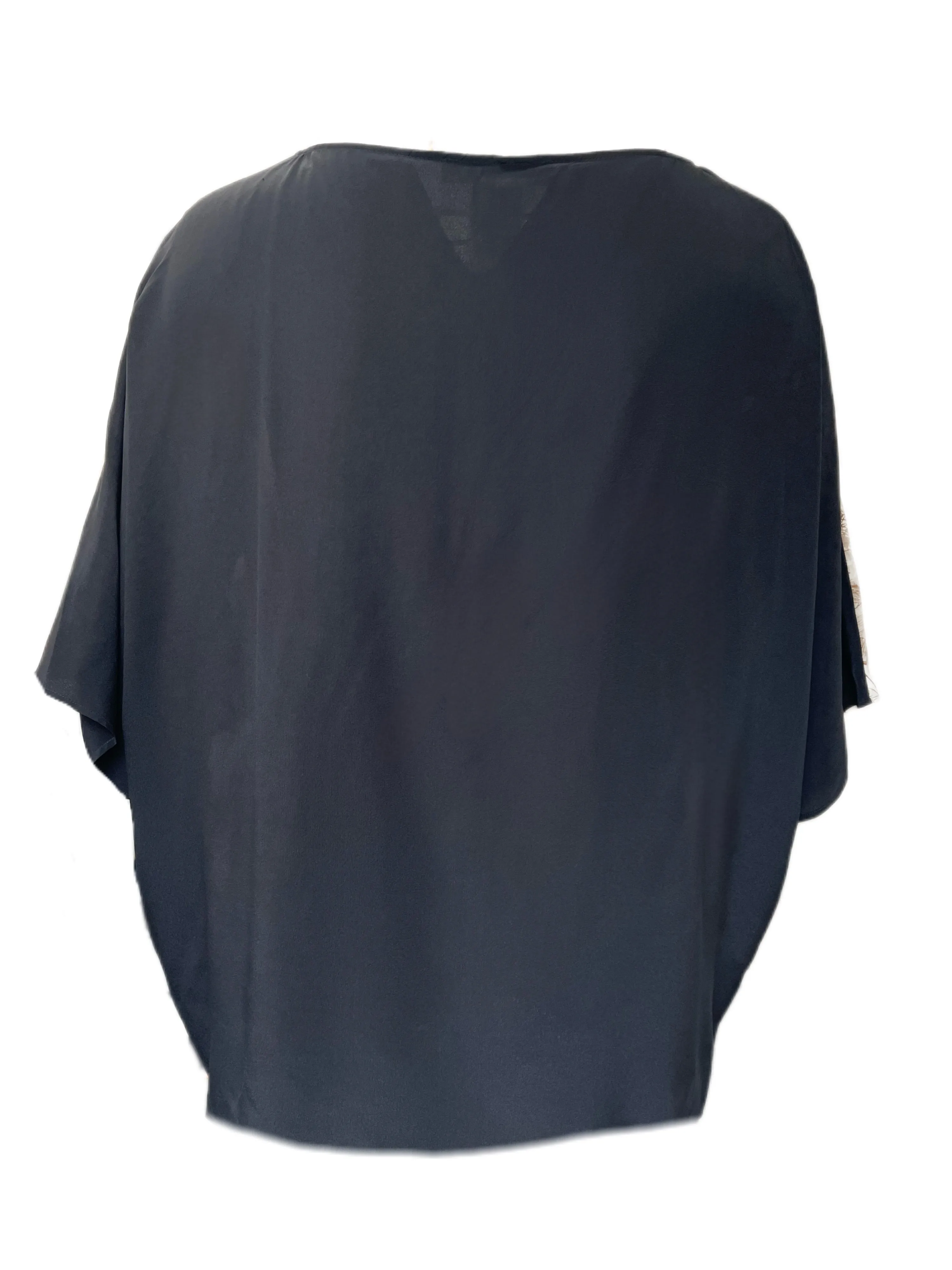 Marina Rinaldi Women's Nero Finire Printed Silk Blouse Size 20W/29 NWT