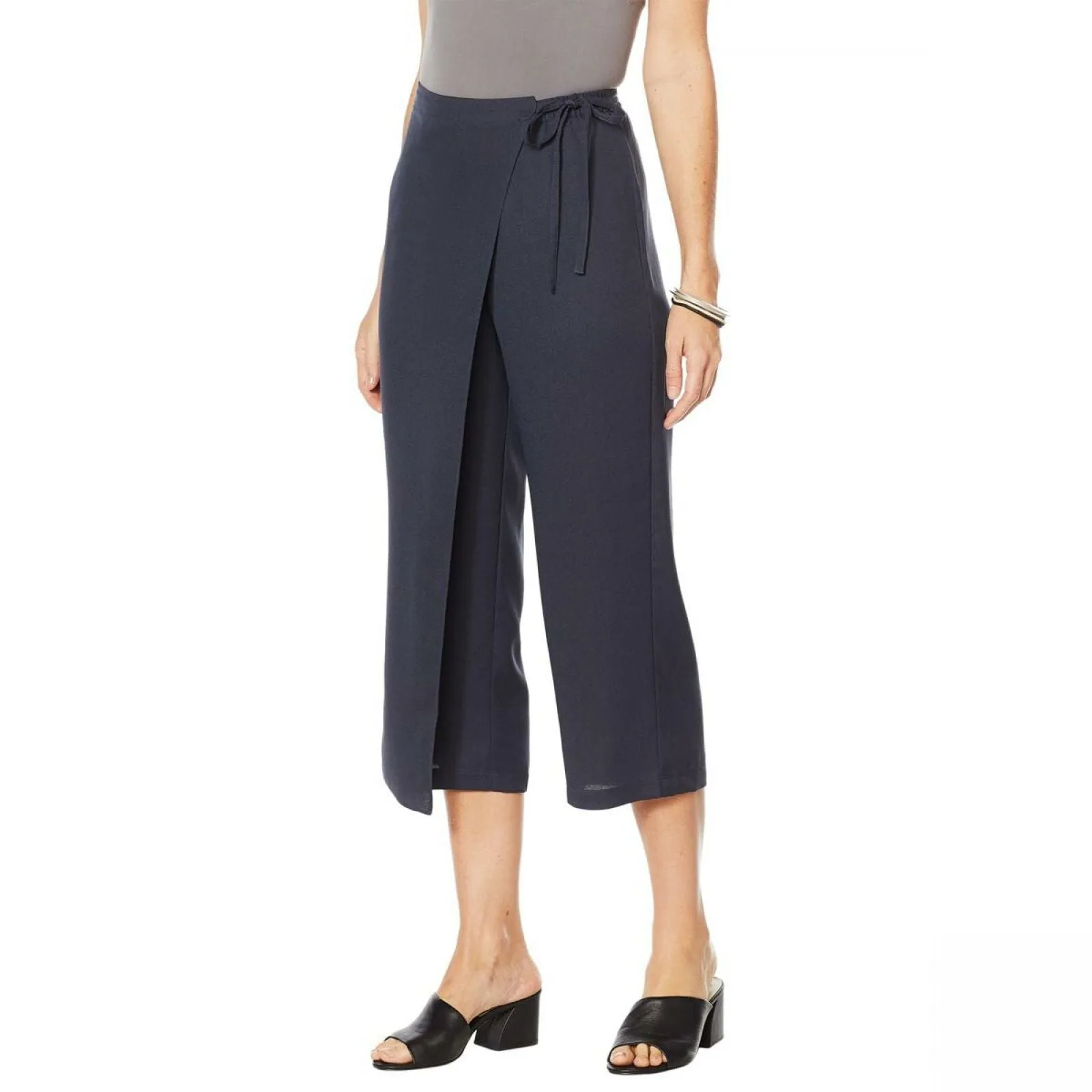 MarlaWynne WynneLayers Women's Cropped Crepe Wrap Pants