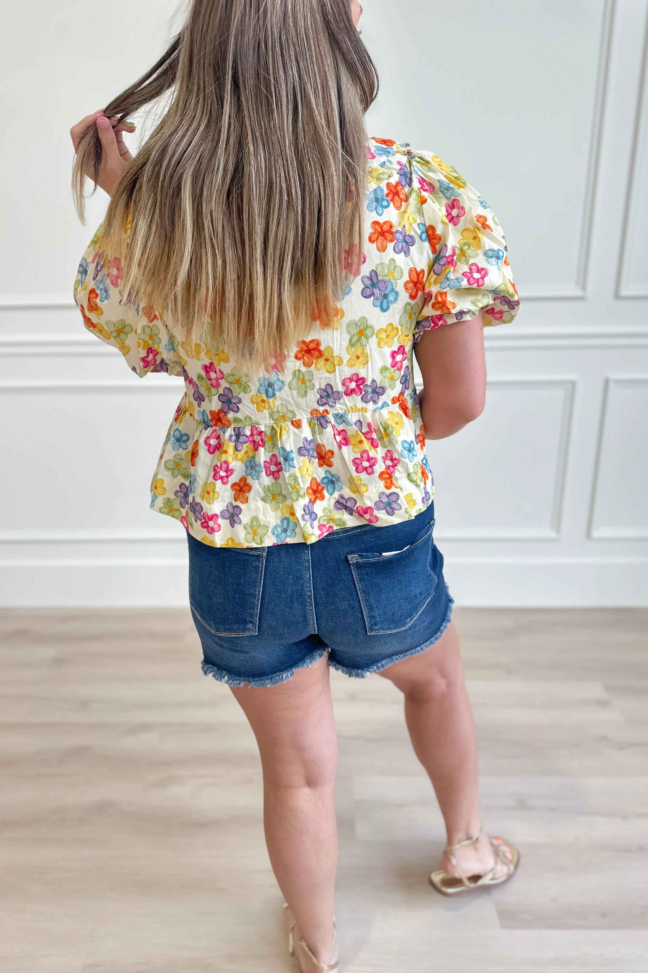 Mary Watercolor Floral Peplum Top