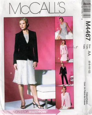 McCall's 4467 Womens Casual Non Stop Wardrobe Out Of Print Sewing Pattern Sizes 6 - 12 UNCUT Factory Folded