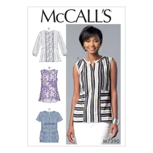 McCall's Pattern M7390 Misses' Split-Neck, Seam-Detail Tops