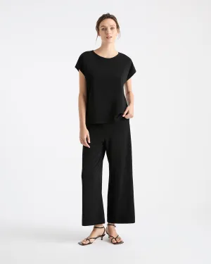 Mela Purdie Crop Palazzo Pant in Black F01 1817