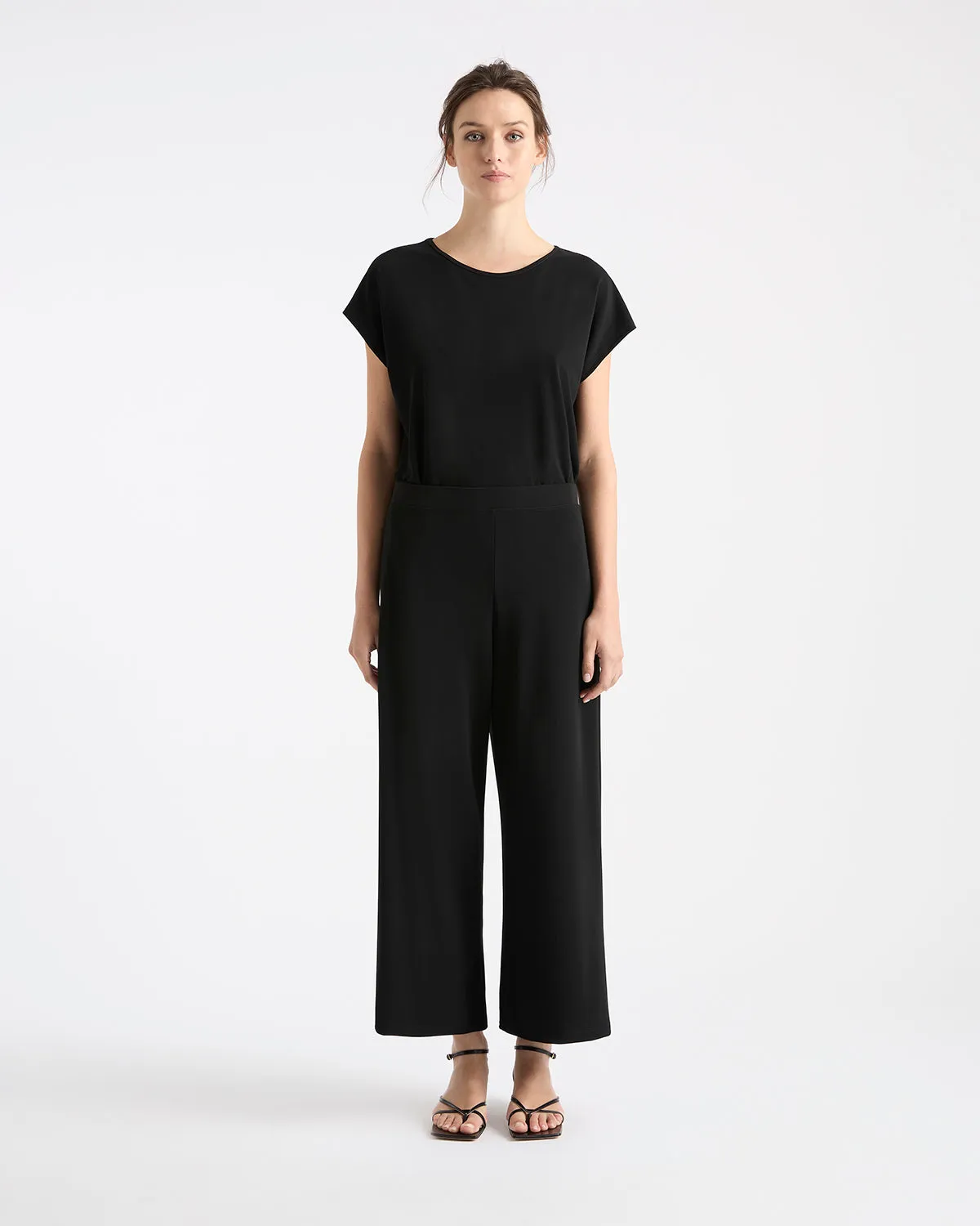 Mela Purdie Crop Palazzo Pant in Black F01 1817