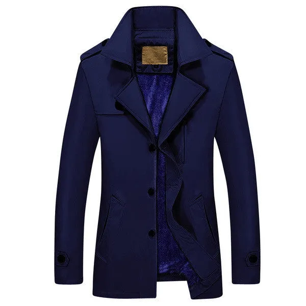Men Casual Coats Trench Coats Fleece Inside Fit Male Windproof Jackets