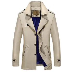 Men Casual Coats Trench Coats Fleece Inside Fit Male Windproof Jackets