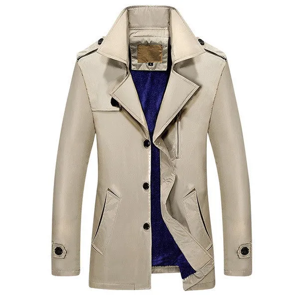 Men Casual Coats Trench Coats Fleece Inside Fit Male Windproof Jackets