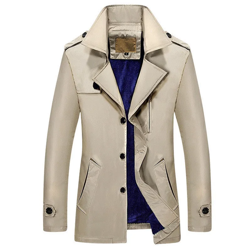 Men Casual Coats Trench Coats Fleece Inside Fit Male Windproof Jackets