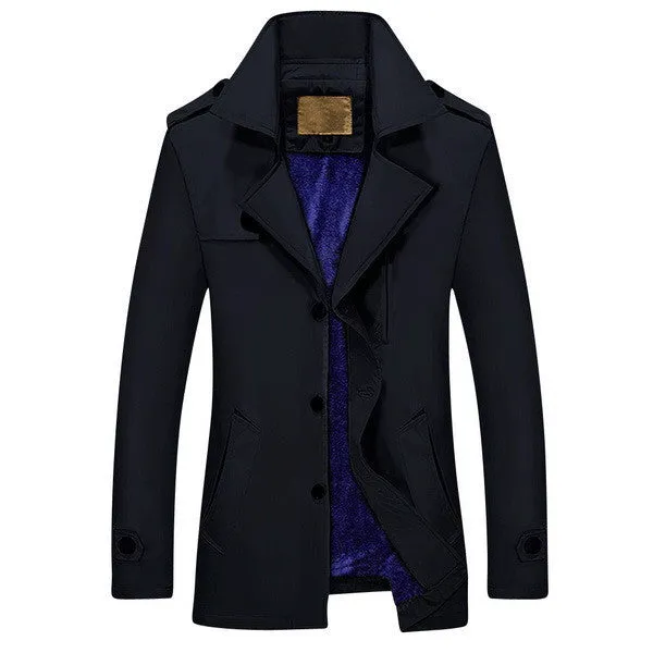 Men Casual Coats Trench Coats Fleece Inside Fit Male Windproof Jackets