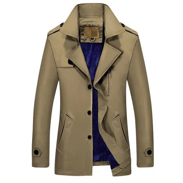 Men Casual Coats Trench Coats Fleece Inside Fit Male Windproof Jackets